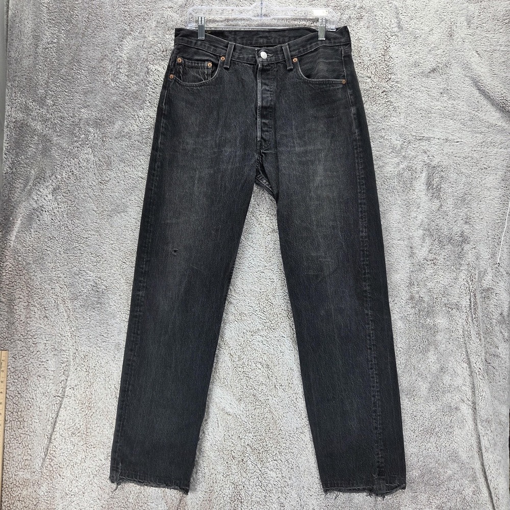 Vintage Levis 501 Jeans Mens Black Straight Button Fly Made USA 90s Fits 32x30